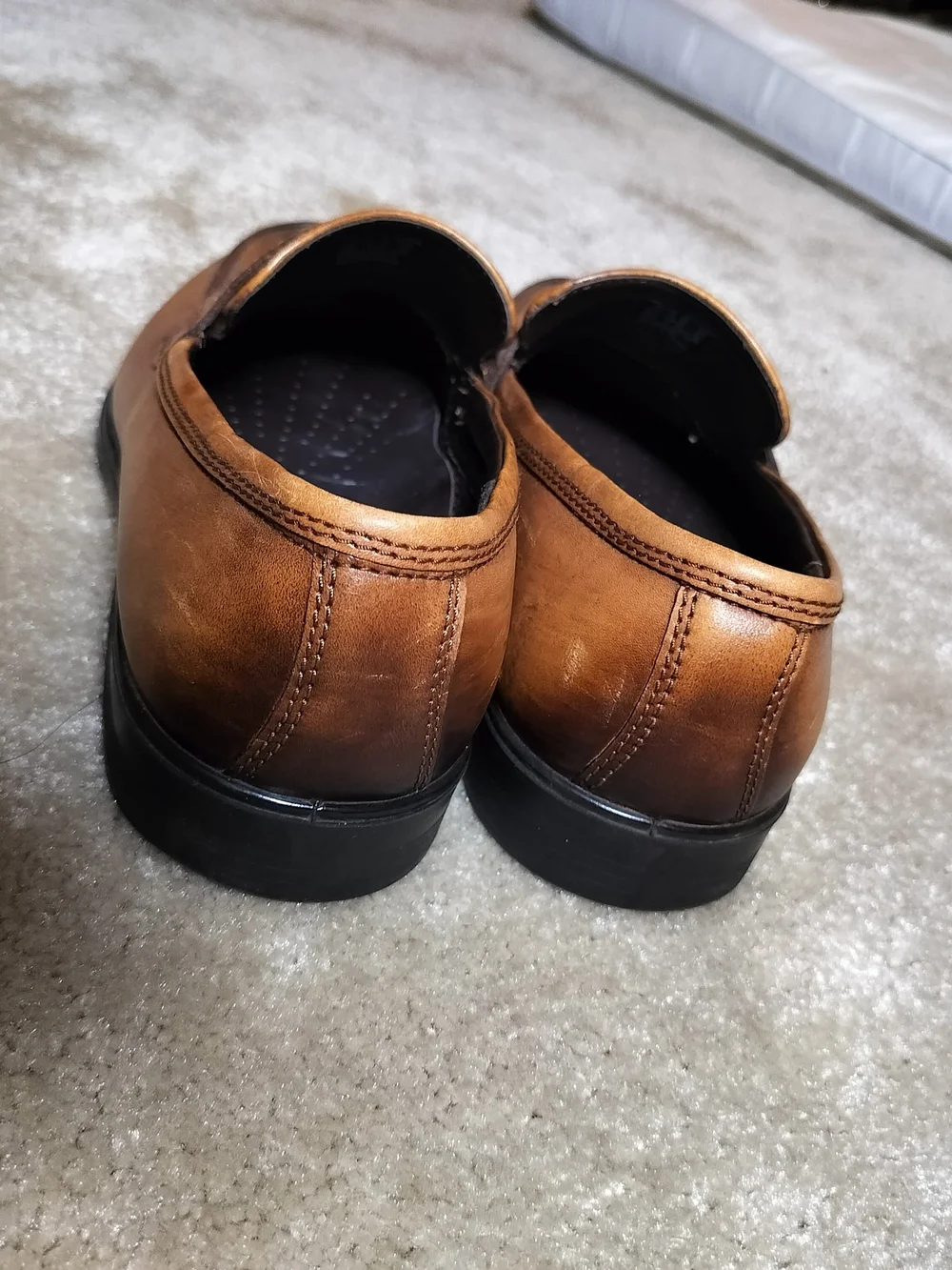 Ecco Men's Tan Brown Leather Penny Loafers